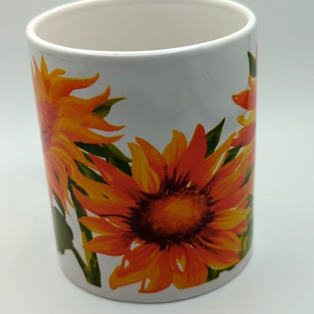 Cottagecore Sunflower Floral Mug | 12 oz White Ceramic Coffee Cup - Picture 3 of 6